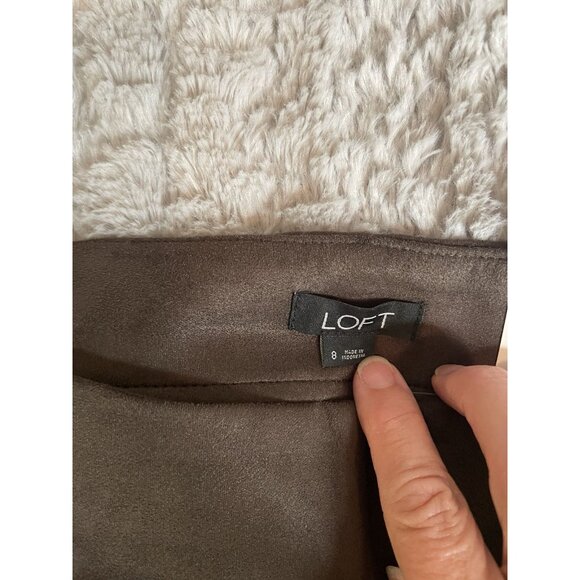 LOFT Women’s Faux Suede Pants Size 8 Brown Stretch Slim Straight Leg NWT - Picture 6 of 8